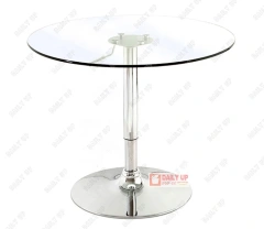 Promote 2016 Modern Design Glass Dining Table Height Adjustable Round Dining Table And Chair Electroplate Frame Base for Sale,Promote 2016 Modern Design Glass Dining Table Height Adjustable Round Dining Table And Chair Electroplate Frame Base for Sale,DAILY UP FURNITURE-The professional supplier of School Furniture, Office Furniture, Home Furnirure
