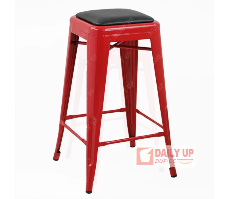 Steel Metal Frame Stool Iron Chair with PU Cushion Loft Furniture Antique Restaurant Chair 75cm Seat Height Outdoor Stackable,Steel Metal Frame Stool Iron Chair with PU Cushion Loft Furniture Antique Restaurant Chair 75cm Seat Height Outdoor Stackable,DAILY UP FURNITURE-The professional supplier of School Furniture, Office Furniture, Home Furnirure