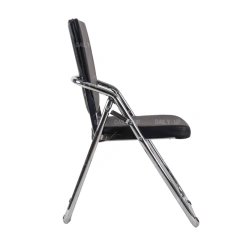 High Quality Folding Leather Chair with U Shape Chromed Frame High Back PU Ding Chair Black Leather Staff Chair,High Quality Folding Leather Chair with U Shape Chromed Frame High Back PU Ding Chair Black Leather Staff Chair,DAILY UP FURNITURE-The professional supplier of School Furniture, Office Furniture, Home Furnirure