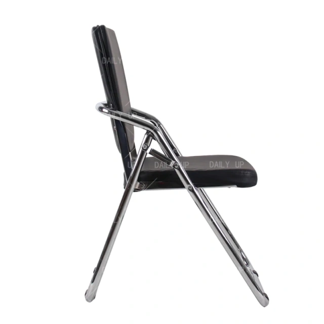 High Quality Folding Leather Chair with U Shape Chromed Frame High Back PU Ding Chair Black Leather Staff Chair,High Quality Folding Leather Chair with U Shape Chromed Frame High Back PU Ding Chair Black Leather Staff Chair,DAILY UP FURNITURE-The professional supplier of School Furniture, Office Furniture, Home Furnirure