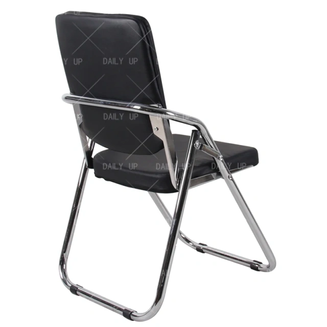 High Quality Folding Leather Chair with U Shape Chromed Frame High Back PU Ding Chair Black Leather Staff Chair,High Quality Folding Leather Chair with U Shape Chromed Frame High Back PU Ding Chair Black Leather Staff Chair,DAILY UP FURNITURE-The professional supplier of School Furniture, Office Furniture, Home Furnirure