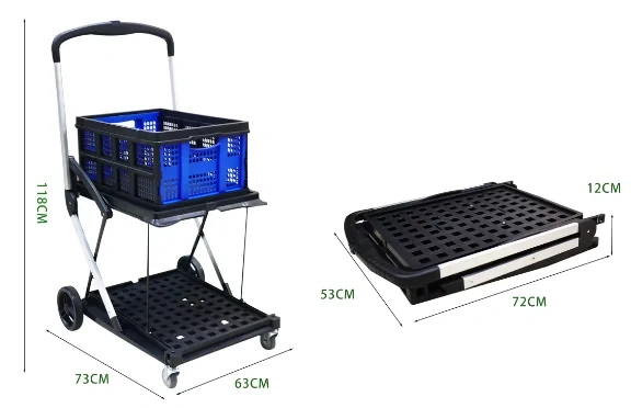 Double Decker Foldable Cart Portable Market Folding Trolley Collapsible Shopping Cart With Storage Crate,Double Decker Foldable Cart Portable Market Folding Trolley Collapsible Shopping Cart With Storage Crate,DAILY UP FURNITURE-The professional supplier of School Furniture, Office Furniture, Home Furnirure