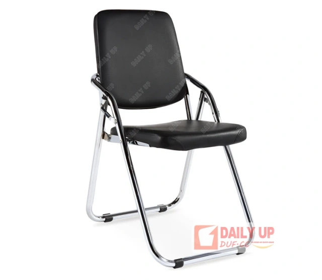 High Quality Folding Leather Chair with U Shape Chromed Frame High Back PU Ding Chair Black Leather Staff Chair,High Quality Folding Leather Chair with U Shape Chromed Frame High Back PU Ding Chair Black Leather Staff Chair,DAILY UP FURNITURE-The professional supplier of School Furniture, Office Furniture, Home Furnirure