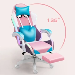gaming chair for girls ergonomic PU leather computer game chair with RGB and footrest,gaming chair for girls ergonomic PU leather computer game chair with RGB and footrest,DAILY UP FURNITURE-The professional supplier of School Furniture, Office Furniture, Home Furnirure