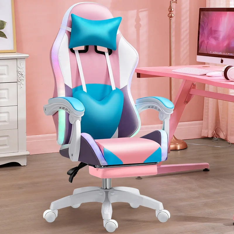 gaming chair for girls ergonomic PU leather computer game chair with RGB and footrest,gaming chair for girls ergonomic PU leather computer game chair with RGB and footrest,DAILY UP FURNITURE-The professional supplier of School Furniture, Office Furniture, Home Furnirure