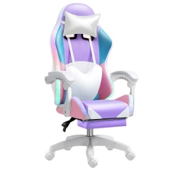 gaming chair for girls ergonomic PU leather computer game chair with RGB and footrest,gaming chair for girls ergonomic PU leather computer game chair with RGB and footrest,DAILY UP FURNITURE-The professional supplier of School Furniture, Office Furniture, Home Furnirure