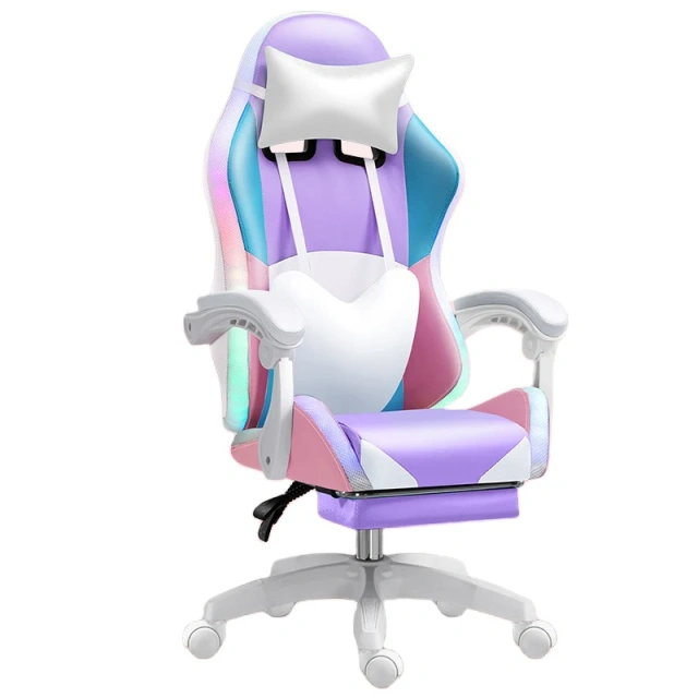 gaming chair for girls ergonomic PU leather computer game chair with RGB and footrest,gaming chair for girls ergonomic PU leather computer game chair with RGB and footrest,DAILY UP FURNITURE-The professional supplier of School Furniture, Office Furniture, Home Furnirure