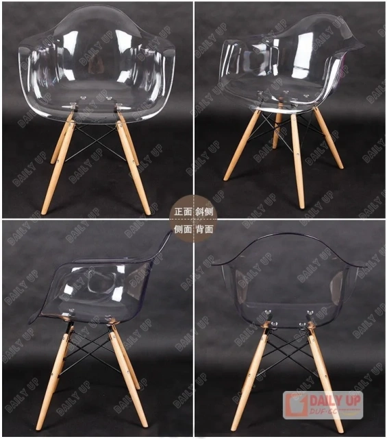 PC Transparent Chair Colored Living Room Clear Chair Crystal Chair with Wooden Base Armrest,PC Transparent Chair Colored Living Room Clear Chair Crystal Chair with Wooden Base Armrest,DAILY UP FURNITURE-The professional supplier of School Furniture, Office Furniture, Home Furnirure