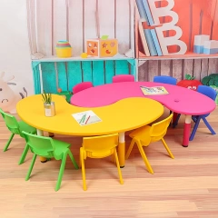 Yellow kid table and chair kindergarten furniture kids' tables study moon table,Yellow kid table and chair kindergarten furniture kids' tables study moon table,DAILY UP FURNITURE-The professional supplier of School Furniture, Office Furniture, Home Furnirure