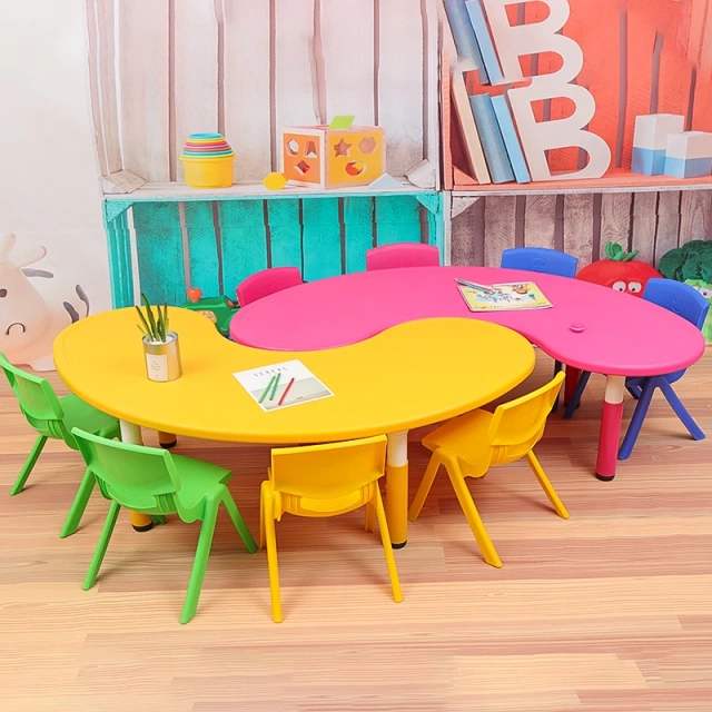 Yellow kid table and chair kindergarten furniture kids' tables study moon table,Yellow kid table and chair kindergarten furniture kids' tables study moon table,DAILY UP FURNITURE-The professional supplier of School Furniture, Office Furniture, Home Furnirure