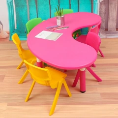 Yellow kid table and chair kindergarten furniture kids' tables study moon table,Yellow kid table and chair kindergarten furniture kids' tables study moon table,DAILY UP FURNITURE-The professional supplier of School Furniture, Office Furniture, Home Furnirure