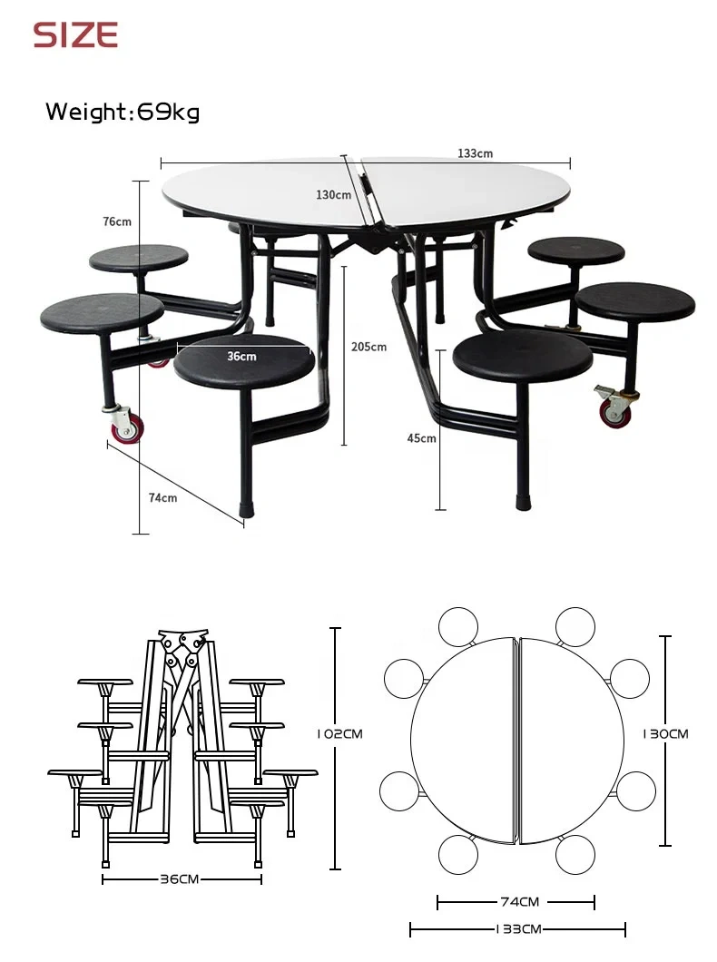 Canteen Table and chair sets School 8 Seat Round Dining Table Set Folding Dining Tables and Chairs School Cafeteria & Lunchroom Tables,Canteen Table and chair sets School 8 Seat Round Dining Table Set Folding Dining Tables and Chairs School Cafeteria & Lunchroom Tables,DAILY UP FURNITURE-The professional supplier of School Furniture, Office Furniture, Home Furnirure