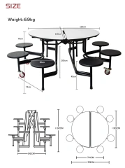 Canteen Table and chair sets School 8 Seat Round Dining Table Set Folding Dining Tables and Chairs School Cafeteria & Lunchroom Tables,Canteen Table and chair sets School 8 Seat Round Dining Table Set Folding Dining Tables and Chairs School Cafeteria & Lunchroom Tables,DAILY UP FURNITURE-The professional supplier of School Furniture, Office Furniture, Home Furnirure
