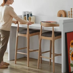Solid Wood Natural Color bar Stool Antique Nordic Minimalist Backrest High Leg Dining Chair Fabric Seating bar Chair,Solid Wood Natural Color bar Stool Antique Nordic Minimalist Backrest High Leg Dining Chair Fabric Seating bar Chair,DAILY UP FURNITURE-The professional supplier of School Furniture, Office Furniture, Home Furnirure