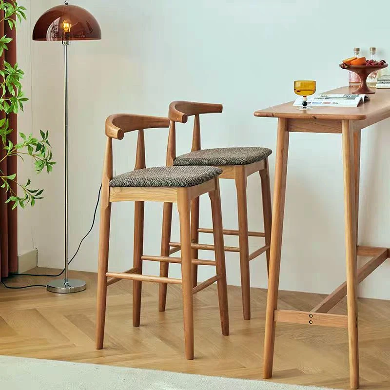 Solid Wood Natural Color bar Stool Antique Nordic Minimalist Backrest High Leg Dining Chair Fabric Seating bar Chair,Solid Wood Natural Color bar Stool Antique Nordic Minimalist Backrest High Leg Dining Chair Fabric Seating bar Chair,DAILY UP FURNITURE-The professional supplier of School Furniture, Office Furniture, Home Furnirure