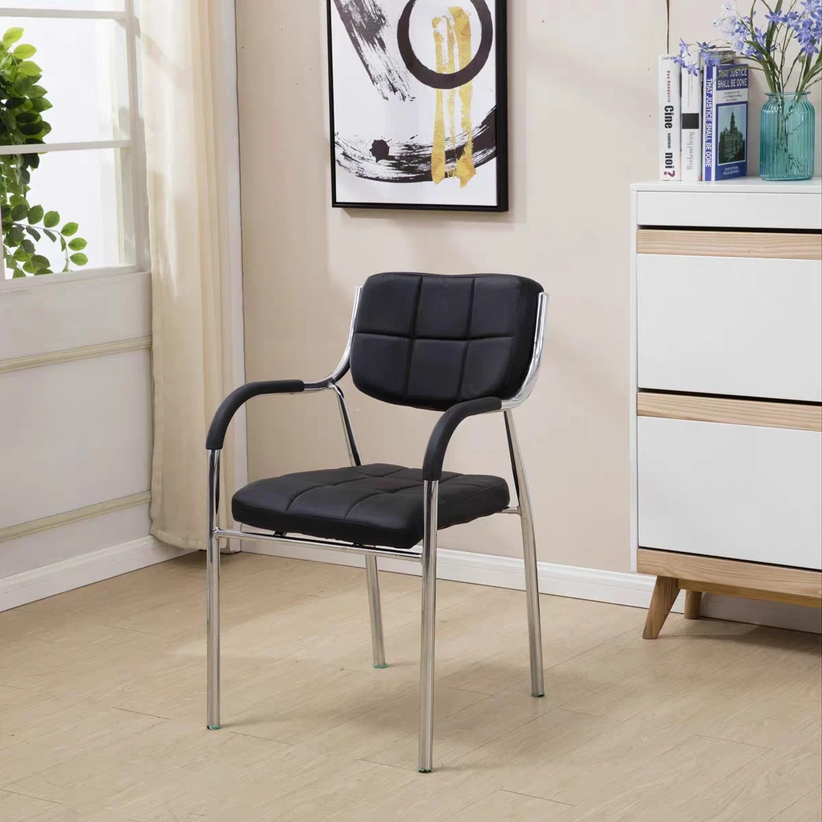 Modern High Quality Ergonomic Office Chair with Comfortable Leather Padded Cushions High-Back Computer Armchair Chrome Frame,Modern High Quality Ergonomic Office Chair with Comfortable Leather Padded Cushions High-Back Computer Armchair Chrome Frame,DAILY UP FURNITURE-The professional supplier of School Furniture, Office Furniture, Home Furnirure