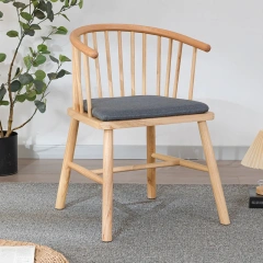 Wood+Dark Grey Linen Cushion