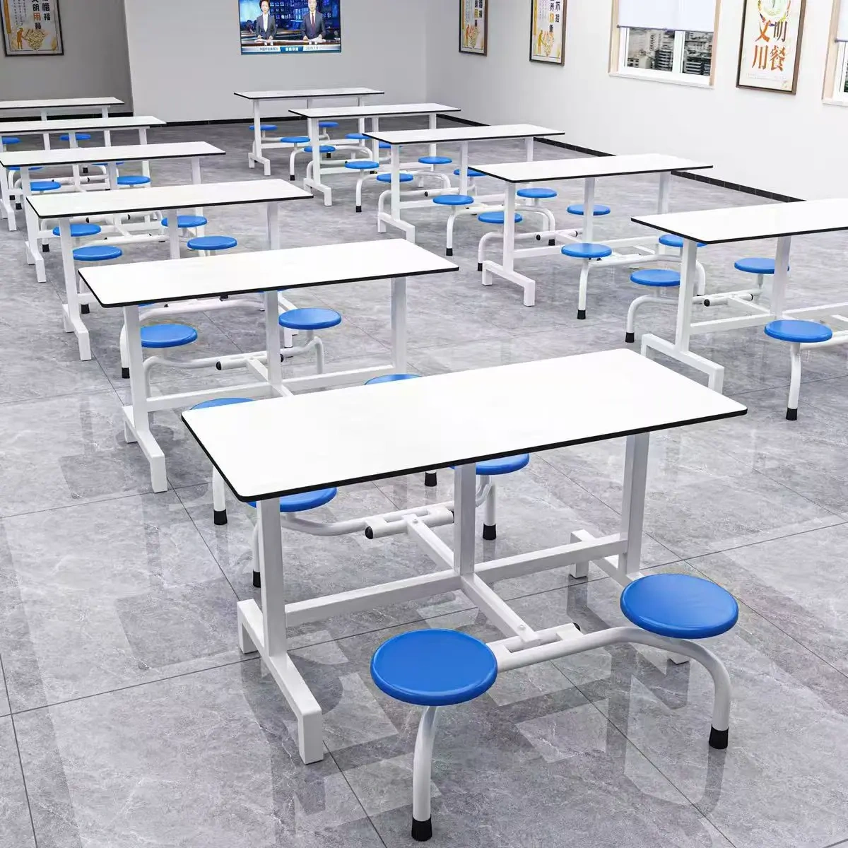 Newly Designed School Fast Food Restaurant Cafeteria with 4 Tables and Chairs in a Wooden Dining Area,Newly Designed School Fast Food Restaurant Cafeteria with 4 Tables and Chairs in a Wooden Dining Area,DAILY UP FURNITURE-The professional supplier of School Furniture, Office Furniture, Home Furnirure