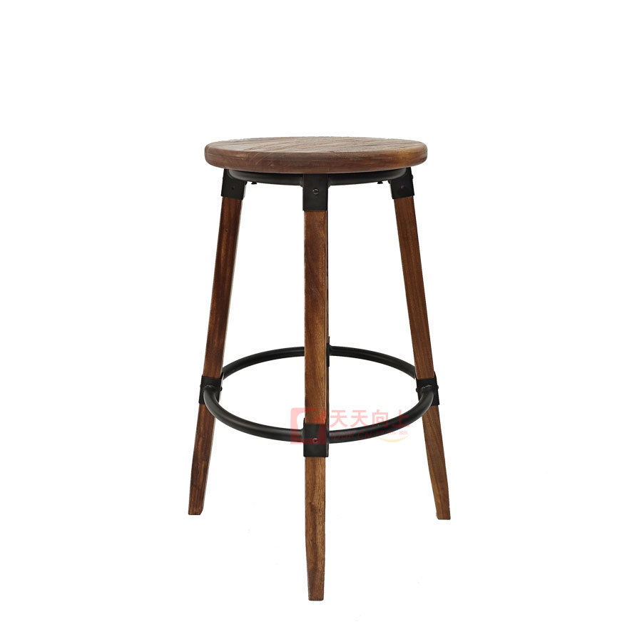DAILY UP Premium Counter Height Bar Stool - Solid Thick Elm Wood with Classic Steel Frame, Rustic Industrial Style for Coffee Shop, Bistro, Home Kitchen,Rustic Industrial Bar Stool,DAILY UP FURNITURE-The professional supplier of School Furniture, Office Furniture, Home Furnirure