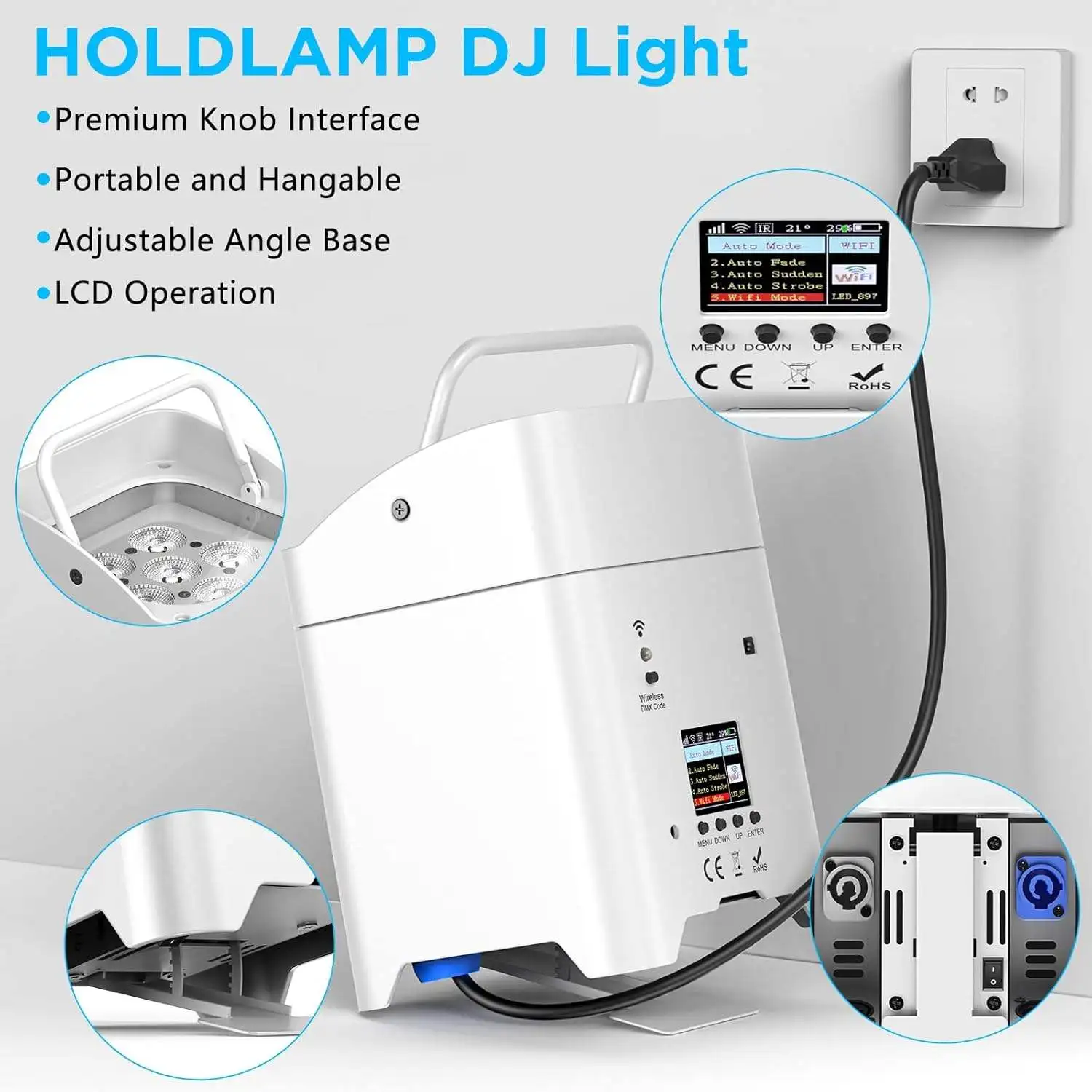 6X18W APP Wifi W-DMX DMX512 Control RDM Rechargeable 2.4G Wireless Battery Powered LED UPlight for Wedding Club Party DJ
