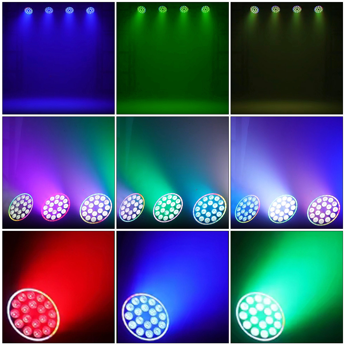 18*4W RGBW 4in1 LED Par Lights+Auxiliary light with DMX512 Voice Control LED Strip Ring for Stage Night Club Bar Party Dj Disco