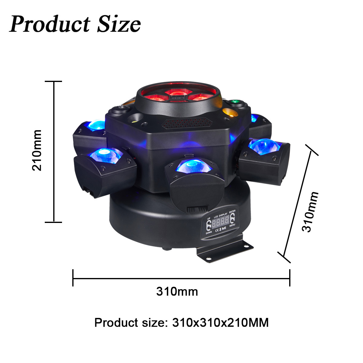 6-Arm Bee Eye DJ LED DMX Strobe Disco Stage Light 150W RGBW Laser Party Light Remote Beam Moving Head for Wedding Theme Park