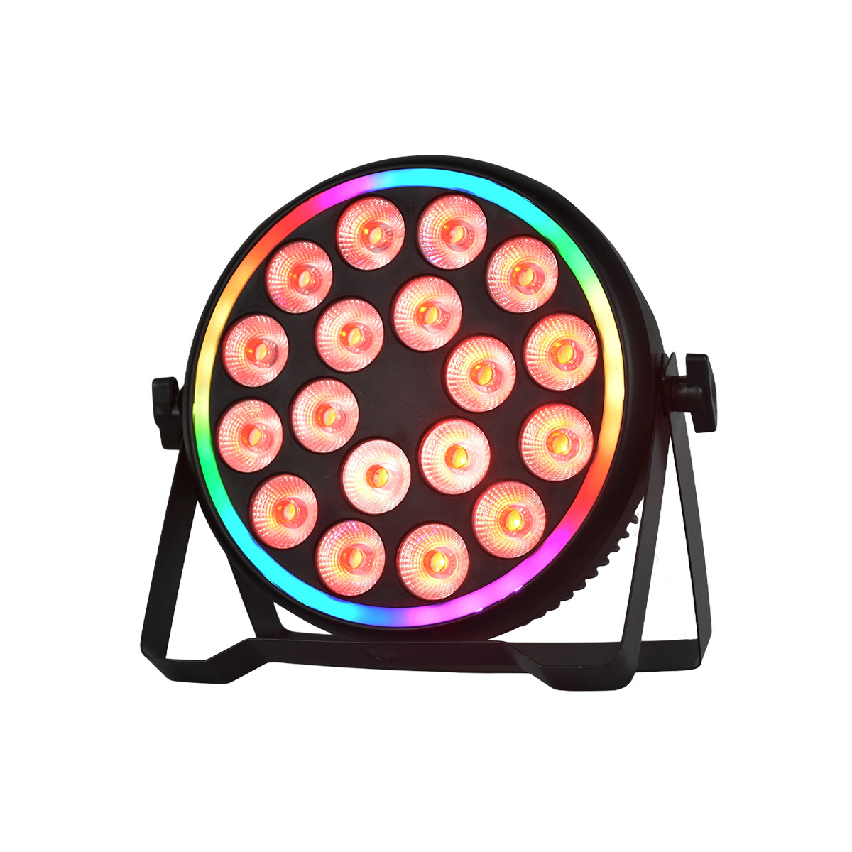 18*4W RGBW 4in1 LED Par Lights+Auxiliary light with DMX512 Voice Control LED Strip Ring for Stage Night Club Bar Party Dj Disco