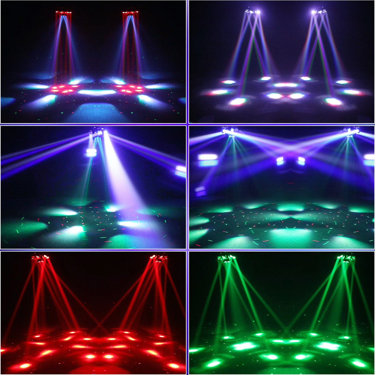 6-Arm Bee Eye DJ LED DMX Strobe Disco Stage Light 150W RGBW Laser Party Light Remote Beam Moving Head for Wedding Theme Park