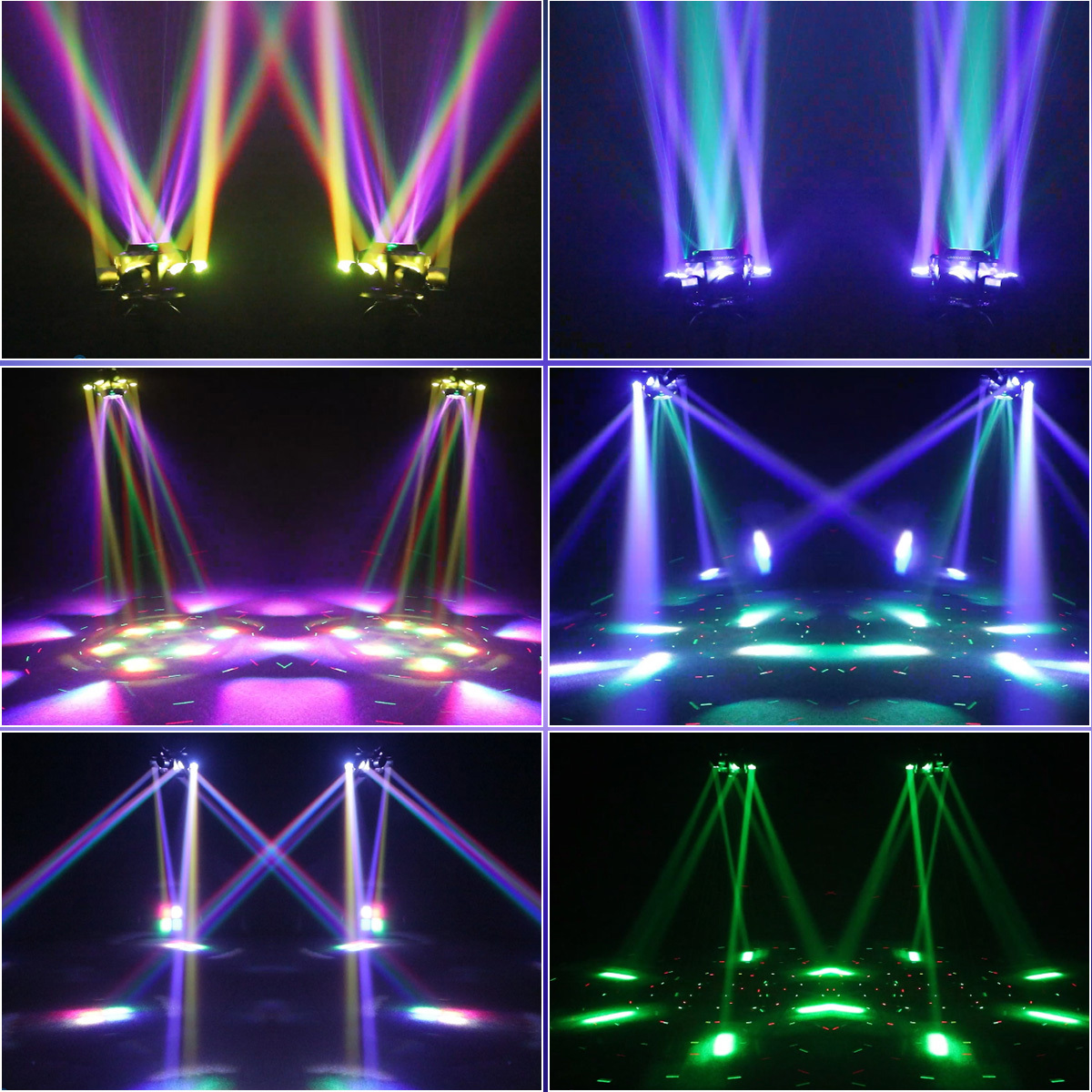 6-Arm Bee Eye DJ LED DMX Strobe Disco Stage Light 150W RGBW Laser Party Light Remote Beam Moving Head for Wedding Theme Park