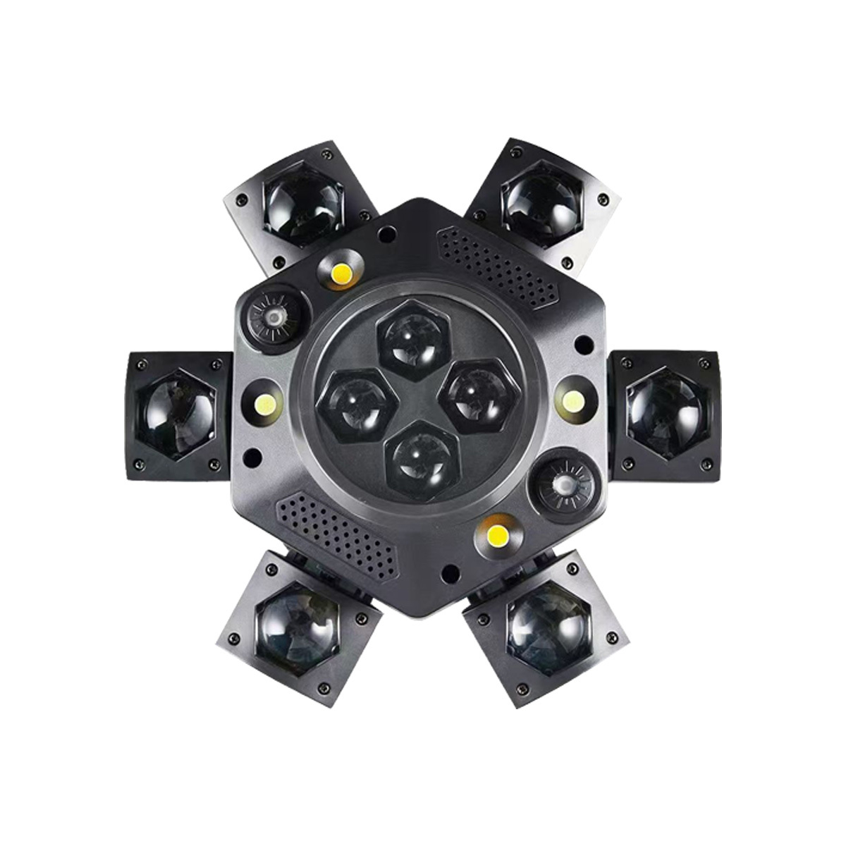 6-Arm Bee Eye DJ LED DMX Strobe Disco Stage Light 150W RGBW Laser Party Light Remote Beam Moving Head for Wedding Theme Park