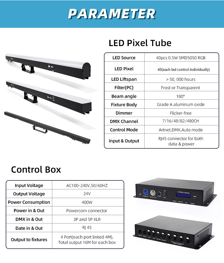 DMX512 ArtNet Programmable Pixel LED Bar Indoor Grade Lighting Fixture for KTV Stage Club Events & Hotel Decoration