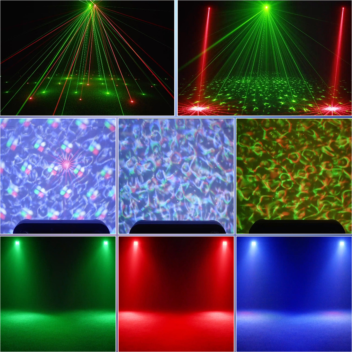 Double Ball Seven-in-One Beam Stage Lights 15W Magic Purple Dye 2*100mW Red Laser 2*50mW Green Laser for KTV DJ DISCO Party