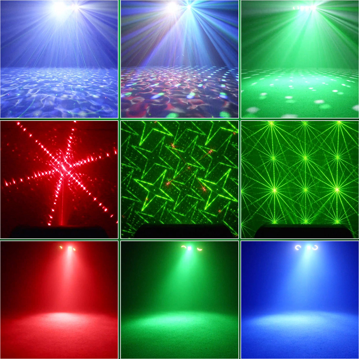 Double Ball Seven-in-One Beam Stage Lights 15W Magic Purple Dye 2*100mW Red Laser 2*50mW Green Laser for KTV DJ DISCO Party