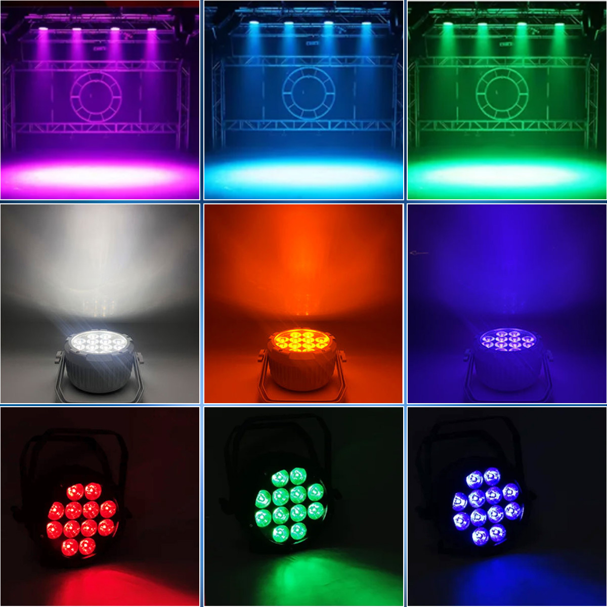 High Brightness Waterproof IP65 12X18W RGBWUV 6IN1 LED Full Color 2.4G Wireless Wifi Remote Battery Par Light for KTV Party DJ