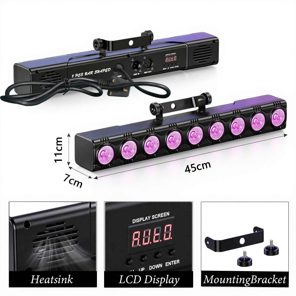 9LEDs RGBW 4IN1 Wall Wash Lamp 36W RGBW Lights Bar Stage Lighting Effect DJ Party Lights Projection Light for Disco Theater