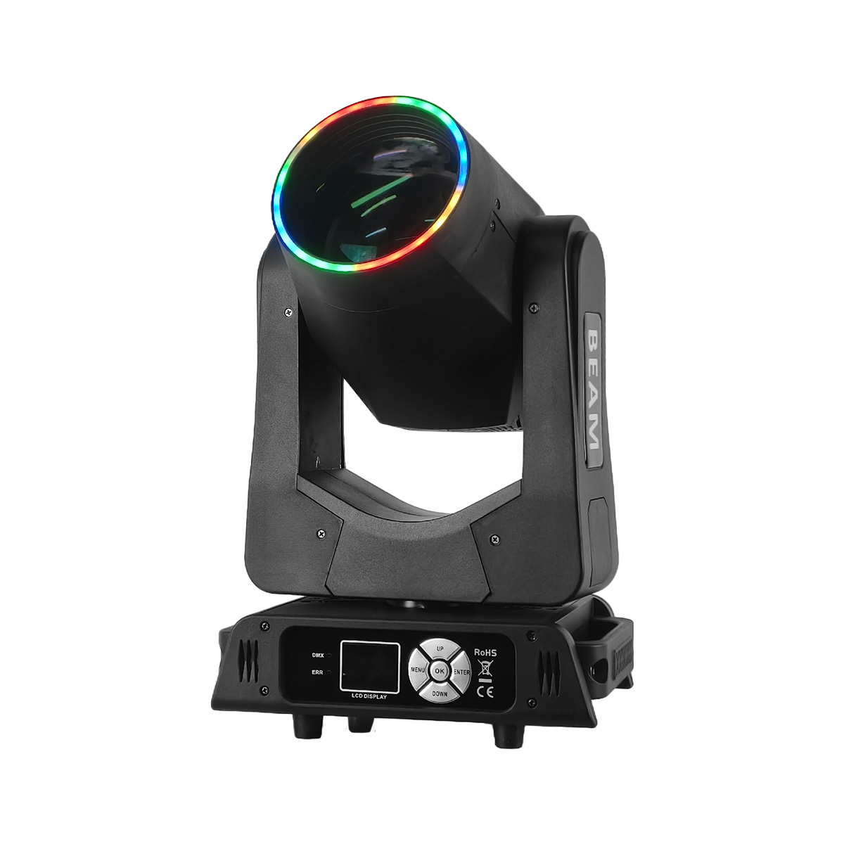 Stage Beam Moving Head Light 200W LED Stage Gobo DJ Light Ring Circle Strip Prism Rainbow Effect Concert DJ Equipment for KTV