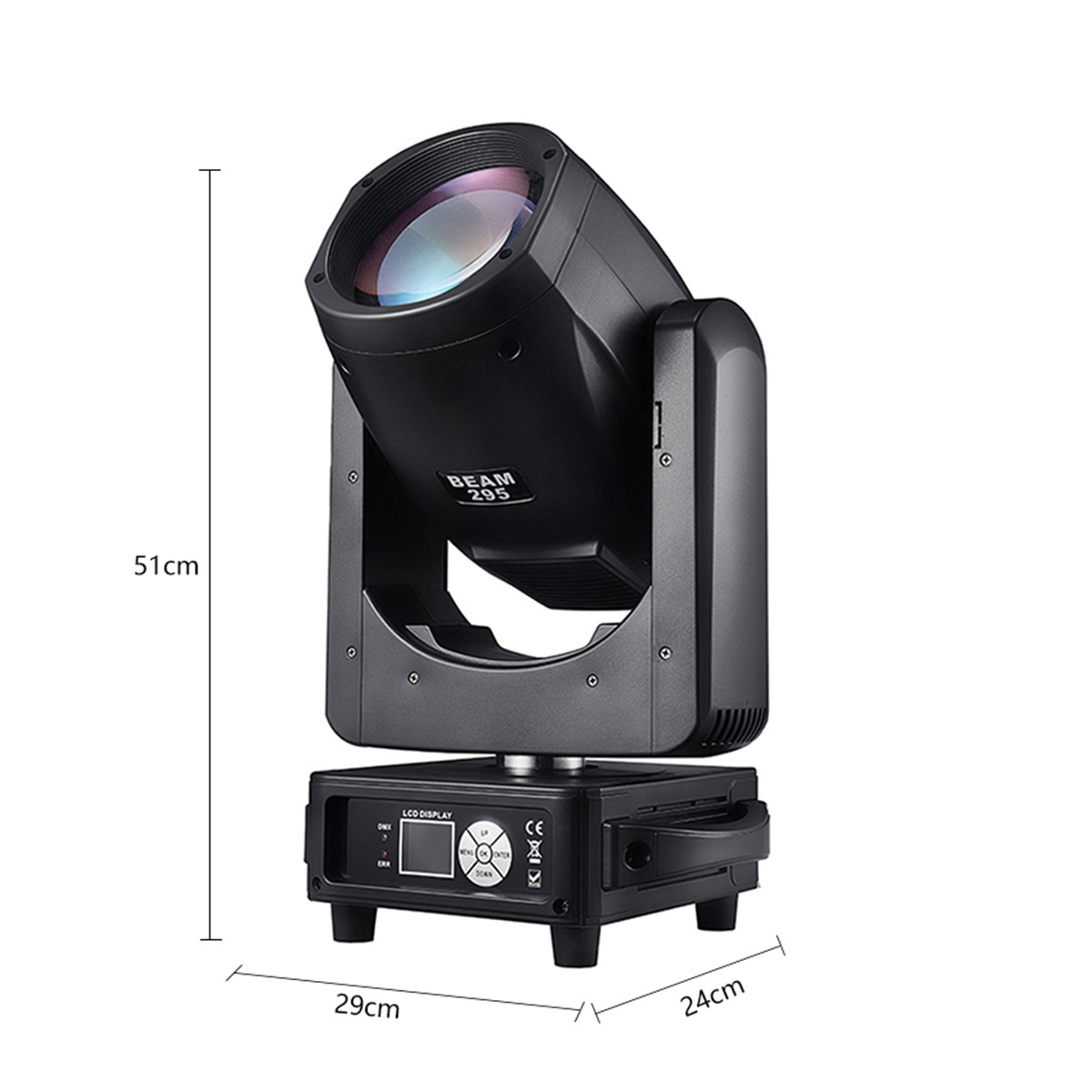 Beam 295W Bulb Moving Head Light Double Prisms Rainbow Frost Effect DMX512 Control 8500K LED Ring Strip Stage Light for DJ Party