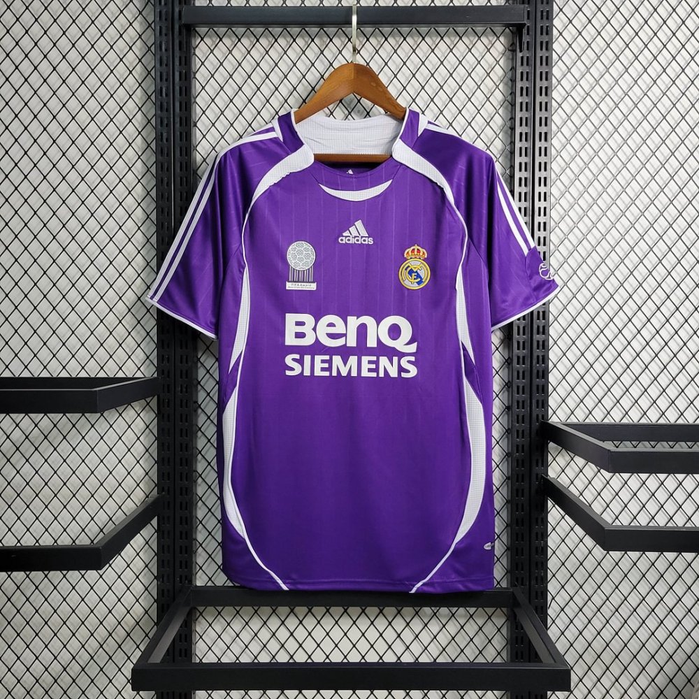 1:1 copy top quality 2006/2007 Retro Real Madrid Third Away Purple Football Shirt