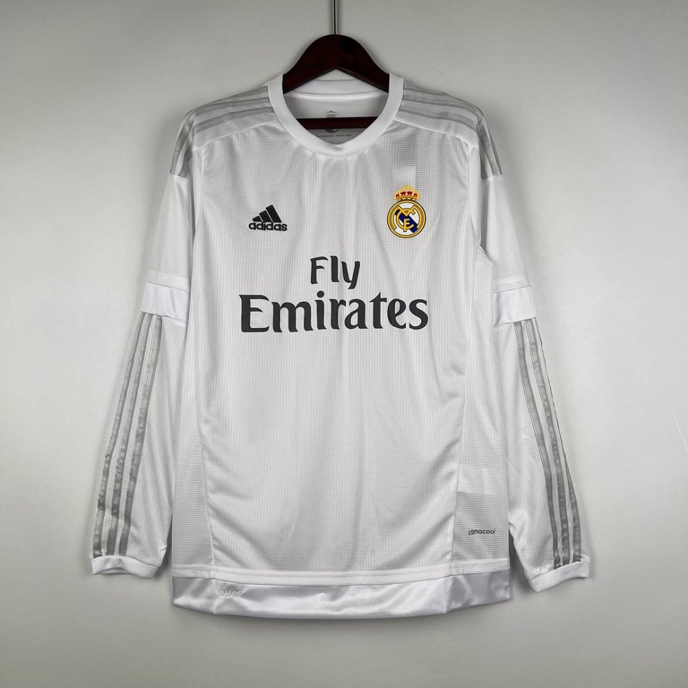 1:1 copy top quality 2015/2016 Retro Long Sleeve Real Madrid Home Football Shirt
