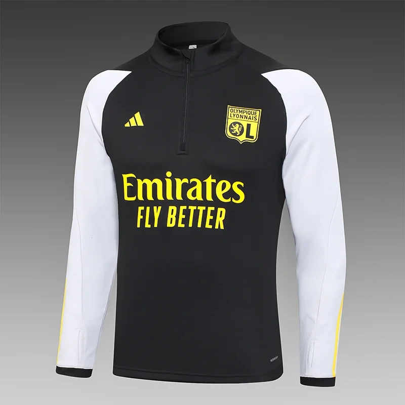 2023/2024 Lyon Half-Pull Training Suit Black Football Shirt