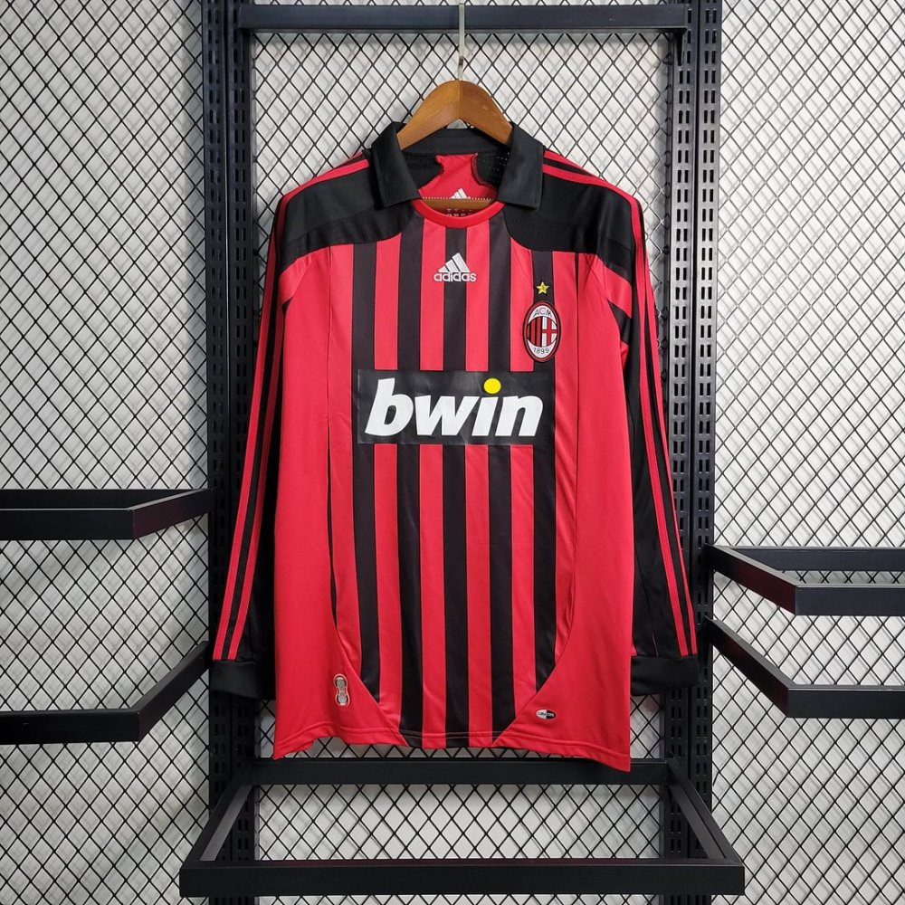 1:1 copy top quality 2007/2008 Retro Long Sleeve AC Milan Home Football Shirt