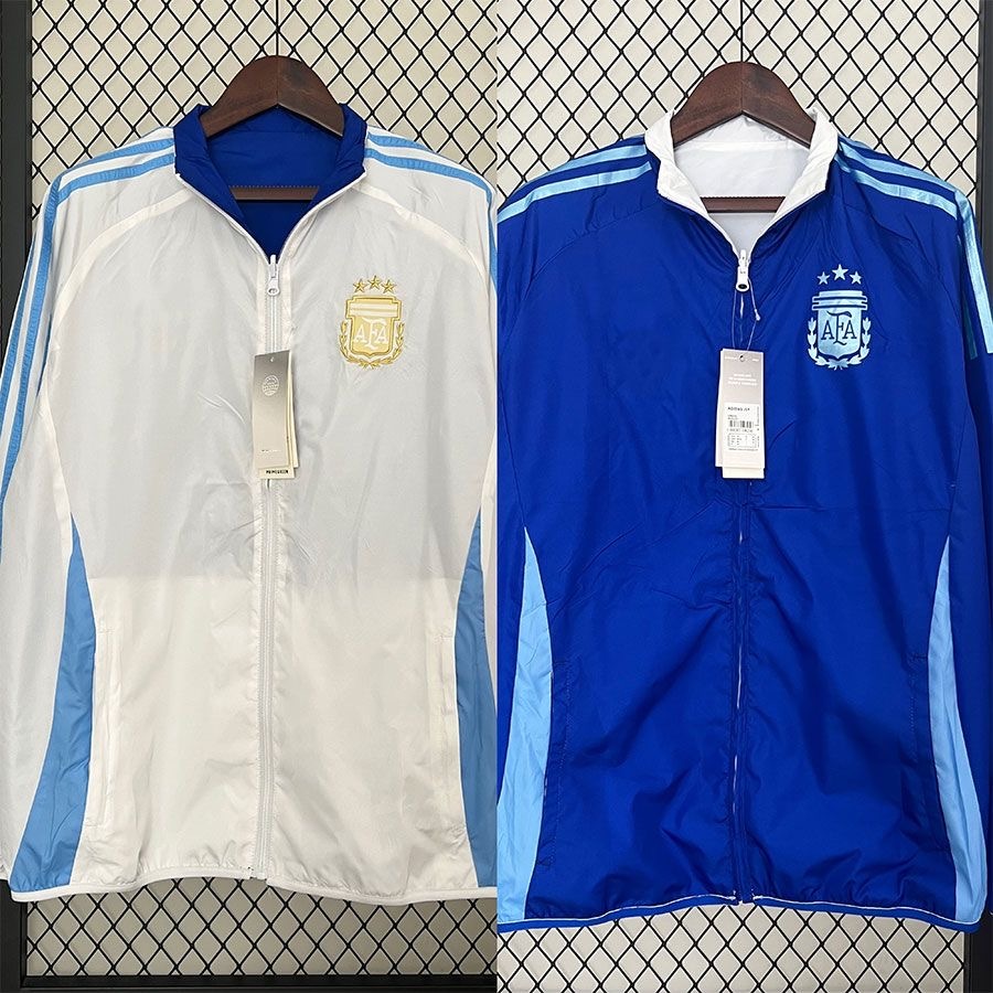2024/2025 Argentina Reversible Windbreaker（White-Blue）Football Shirt