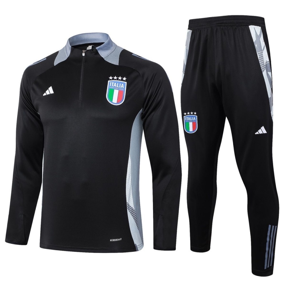 2024/2025 Italy Black Long Zipped Jacket Training Suit