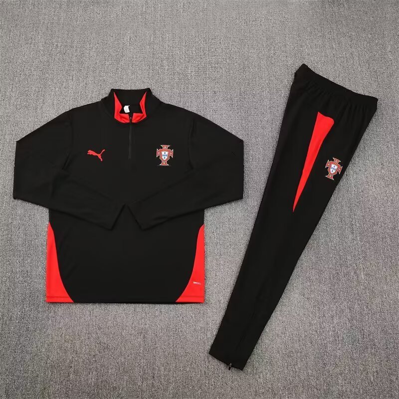 2025/2026 Portugal Black Half-zip training suit set
