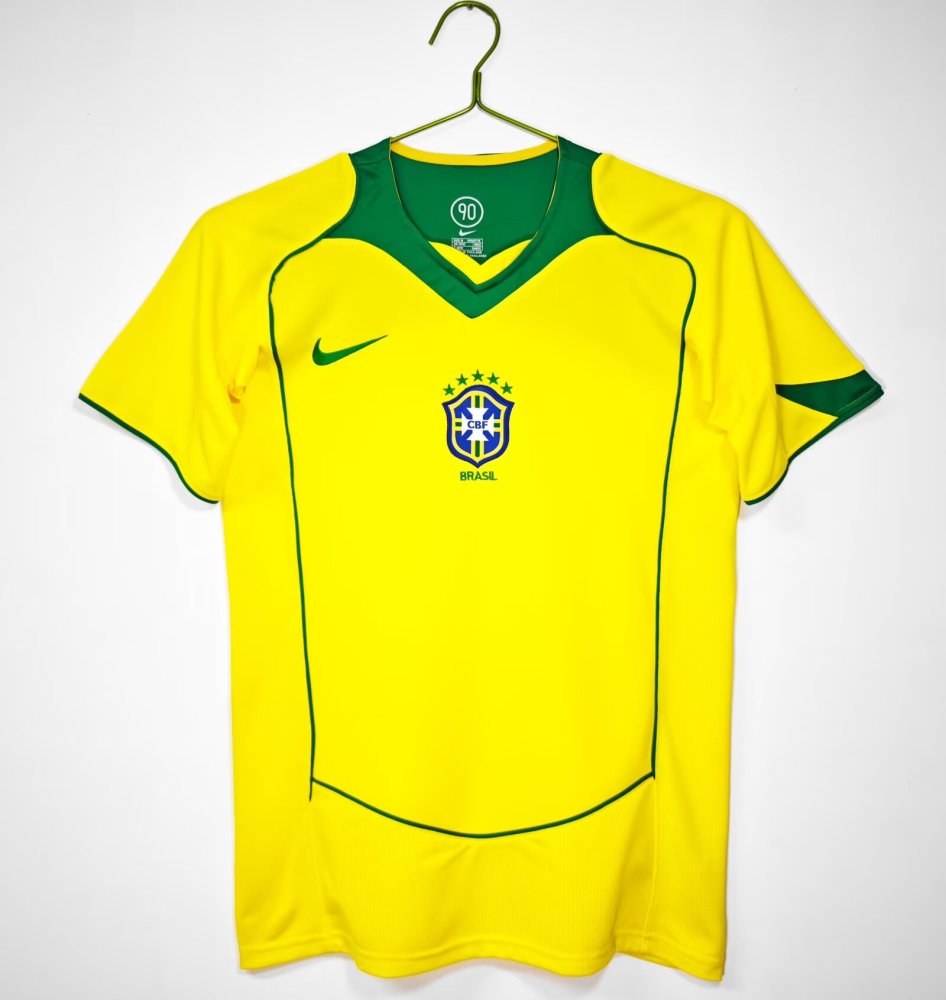 2004 Brazil Home Football Shirt （Retro ）
