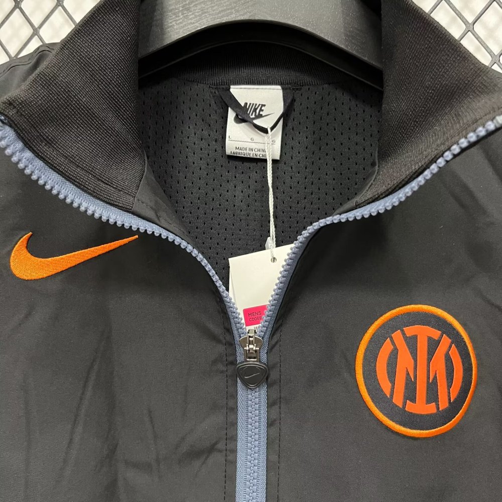 2025/2026 Inter Milan Black Waterproof Windbreaker
