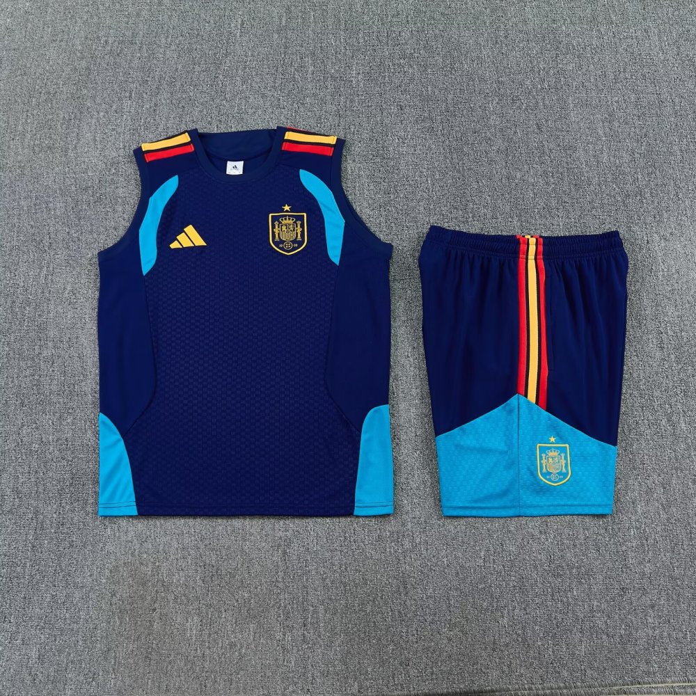 2026/2027 Spain Blue Sleeveless training suit set