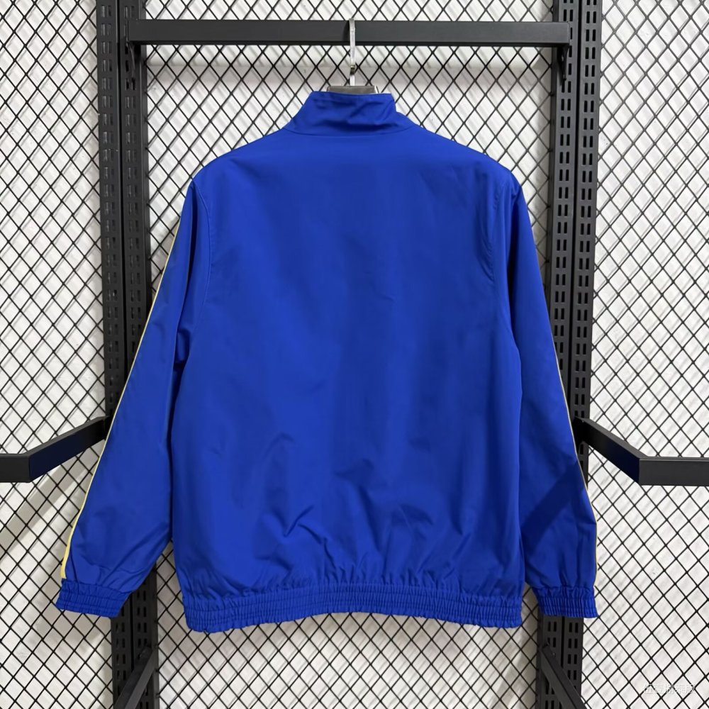 2025/2026 Real Madrid Reversible Windbreaker（Blue- Yellow）Football Shirt