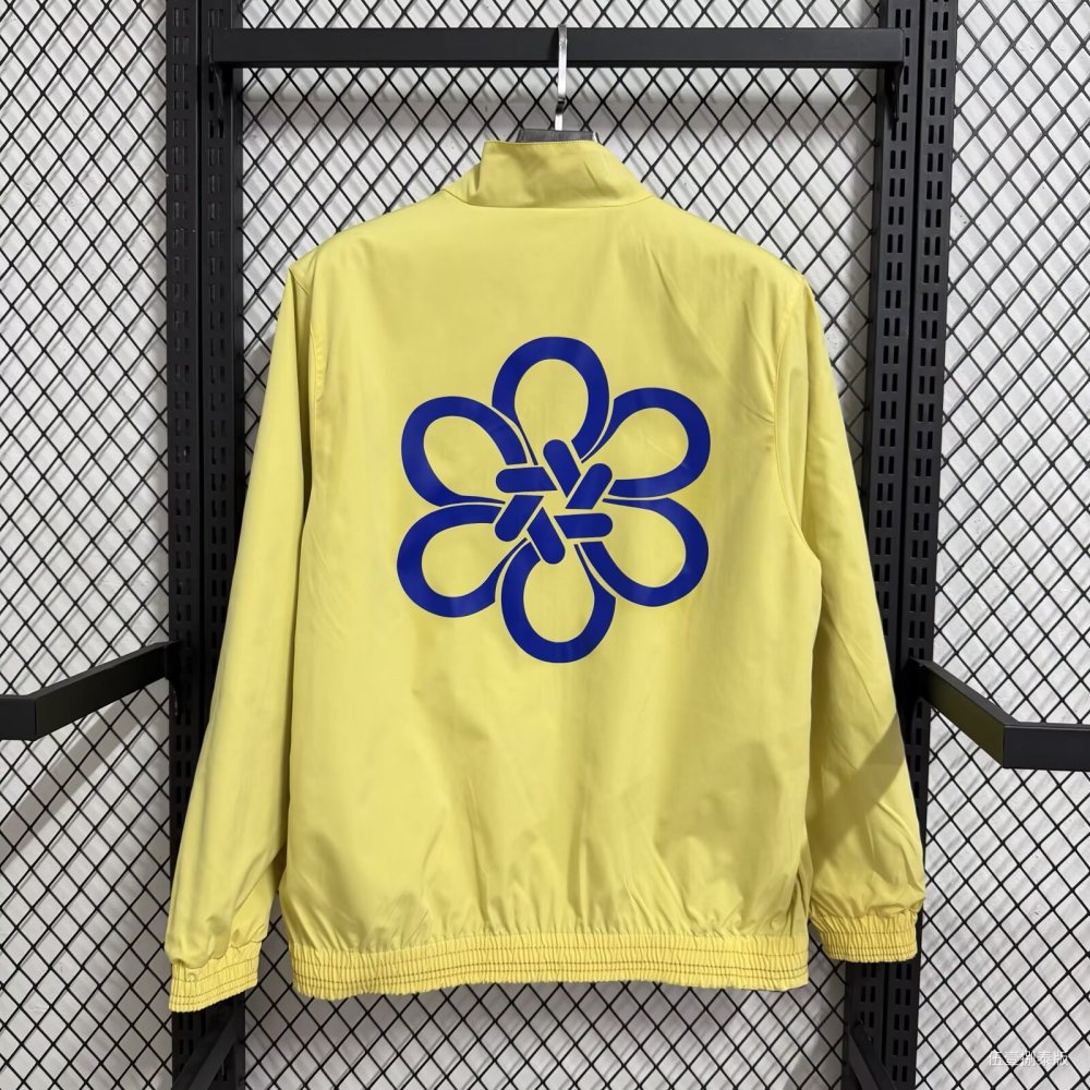 2025/2026 Real Madrid Reversible Windbreaker（Blue- Yellow）Football Shirt
