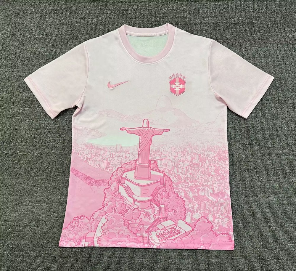 2025/2026 Brazil （Christ the Redeemer）Pink  Special Edition Football Jersey（Fans Version）